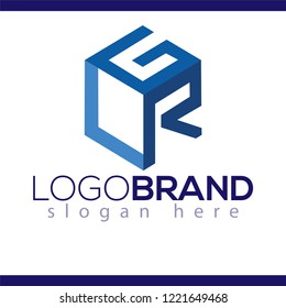 G L R Initial Letter three dimension Logo vector element