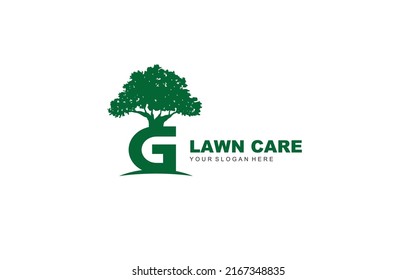 G lawn care logo design inspiration. Vector letter template design for brand.