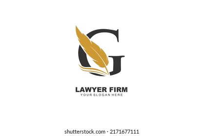 G lawyer logo design inspiration. Vector letter template design for brand.