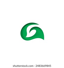 G leaf green logo design. Letter G Icon