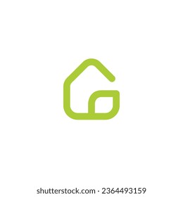 G Leaf Home Logo Design. Letter G Home Logo