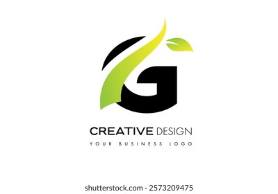 G leaf letter logo design with creative curved lines shapes Vector Illustration