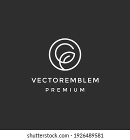 G leaf logo. Vector illustration. on black background