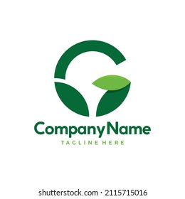 g leaf vector logo, green letter g logo design template