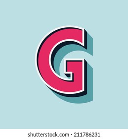 G letter of 3d vector illustrated relief retro font with shadow