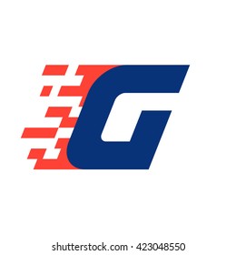 G letter with abstract checkered flag. Vector design template elements for your race sportswear, app icon, corporate identity, labels or posters.