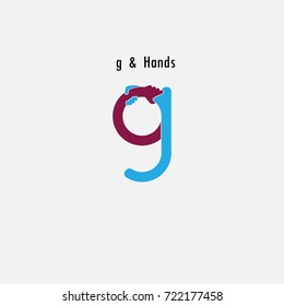g- Letter abstract icon & hands logo design vector template.Business offer,partnership symbol.Hope,help concept.Support,teamwork sign.Corporate business & education logotype symbol.Vector illustration