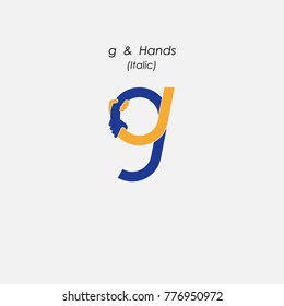 g - Letter abstract icon,hands logo design vector template.Business offer,partnership symbol.Hope,help concept.Support,teamwork sign.Corporate business,education logotype symbol.Vector illustration