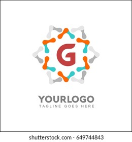 G Letter Abstract Science Logo template. Corporate icon, logotype. Brand visualization. Vector element for Healthy, Life, corporate identity, presentation, app and web design.
