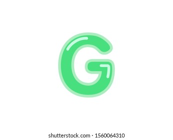 G letter alphabet green candy jelly glossy vector isolated on white background 