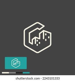 G letter alphabet logo design and city icon suitable for housing logos, residence logos, development and hotels on gray background