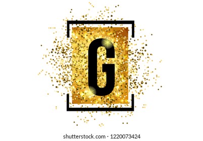 g letter alphabet logo with glitter and golden color suitable for card icon or banner design