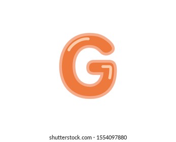 G letter alphabet orange candy jelly glossy vector isolated on white background 