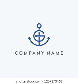 G letter with an anchor  logo design