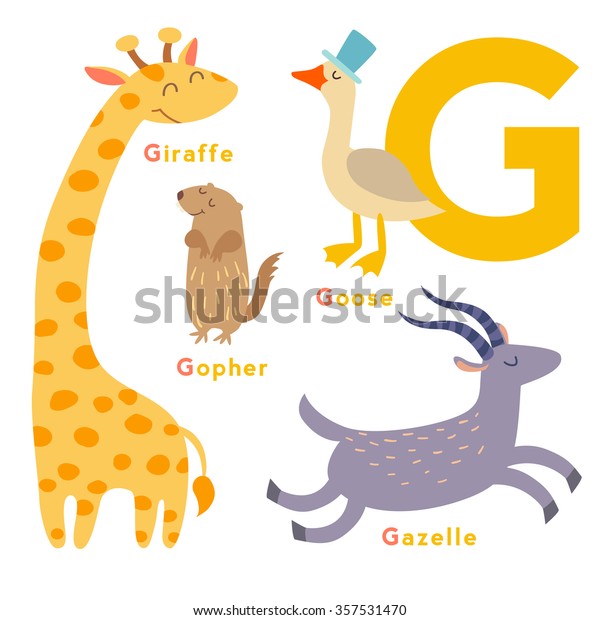 G Letter Animals Set English Alphabet Stock Vector (Royalty Free ...