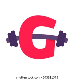G letter with barbell. Vector design template elements for your application or corporate identity.