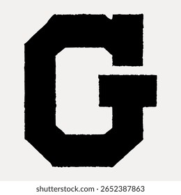G letter, block calligraphy font illustration isolated on white, vector. Creative font and typography letter, isolated vector. Vintage black font.