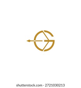 Idea del logotipo del arco y de la flecha de la letra G.