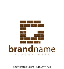 G Letter with brick wall logo icon vector