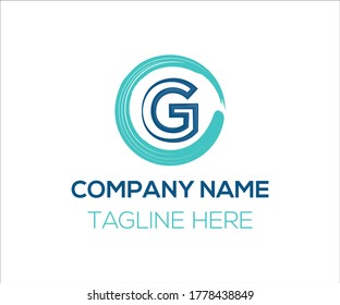G-Buchstaben Pinselstrich Logo-Design mit Circle Brush-Vektorvorlage