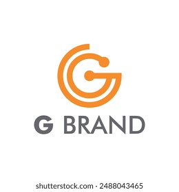 G Letter Business Circuit Brand Button Circle Line Logo Template