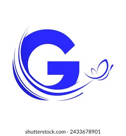 G letter with  butterfly design template illustration