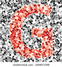 G letter color distributed circles dots illustration