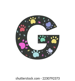 
G letter with colorful paw print