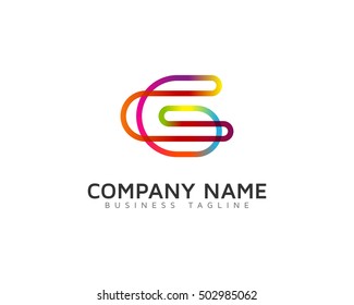 G Letter Colorful Rainbow Line Multiply Logo Design Template