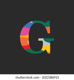 G Letter With Colourful effect. Used for poster, graphics, typography design. Vector illustrations on black background.
