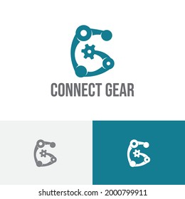 G Letter Connect Gear Machine Technology Automotive Industry Logo