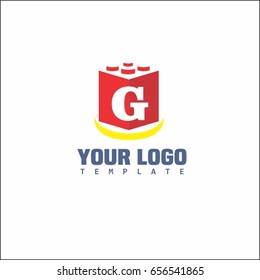 G letter cube typeface. Vector volume font. Education Brand Identity.