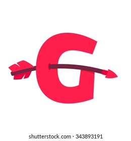 G letter with curved arrow. Vector design template elements for your application or corporate identity.