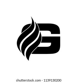 G Letter Design Brush Paint Stroke. Letter Logo with Black fire Stroke
