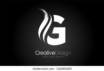 G Letter Design Brush Paint Stroke. Letter Logo on Black Background