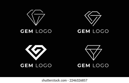 G Letter Diamond Logo Vector Set Design. Abstract Gem emblem, logo set design concept