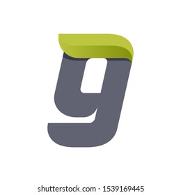 G letter eco logo with green leaf. Lowercase typeface, vector design template elements for natural labels, headlines, posters, cards etc.