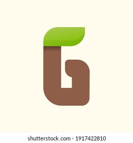 G Brief Öko-Logo mit Blatt. Vektorgrafik für Bio-Plakate, Spa-Emblem, Vegan, Kräuterkarten, botanische Karten usw.