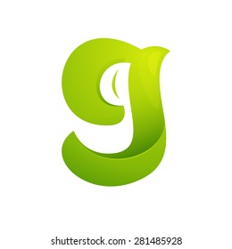 G letter eco logo, negative space volume icon