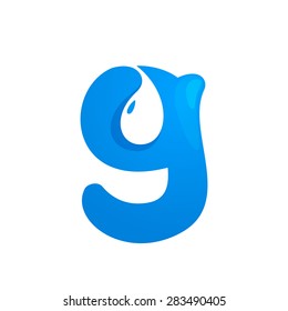 G letter eco logo, water drop negative space volume icon