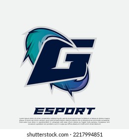 G Letter Esport gamer logo editable text effect, rgb and neon text style, badge logo esport