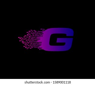 G Letter Fast Digital Data Logo Icon, Initial G Network Design