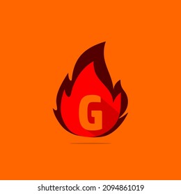 g letter with fire design template combination, hot fire icon vector.