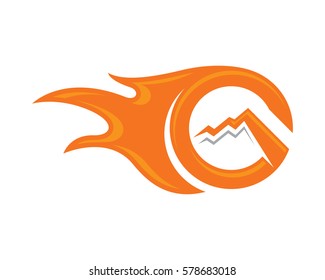 G Letter with Fire flame Logo Template
