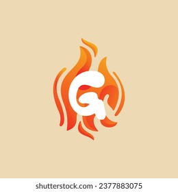 G Letter Fire Logo, Burn, Red, orange, G Logo vector design template elements for your application or company.