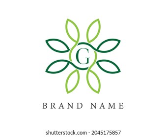 G Letter with Flower logo. Vector logo template