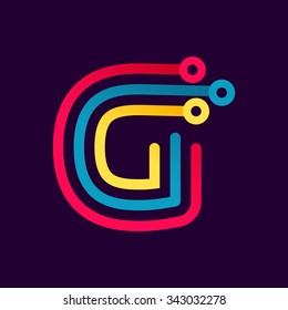 G letter formed by electric line. Font style, vector design template elements for your application or corporate identity.