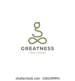 G letter forms a sitting people yoga logo icon sign symbol design concept vector illustration