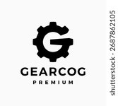 G letter gear cogs logo vector icon illustration