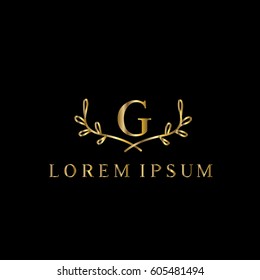 G letter golden branches vector logo design template